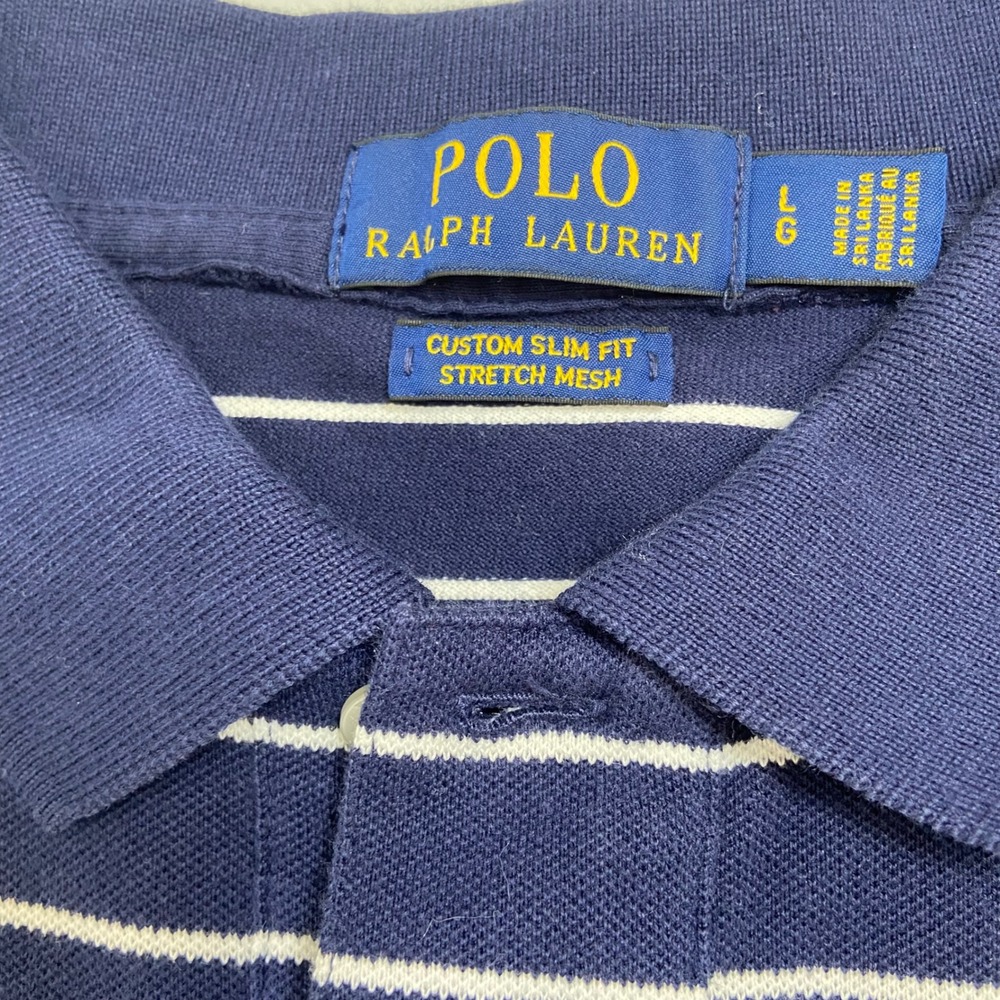 Polo Ralph Lauren Men Custom Slim Fit Stretch Mesh Striped Polo Shirt Large - Picture 2 of 7